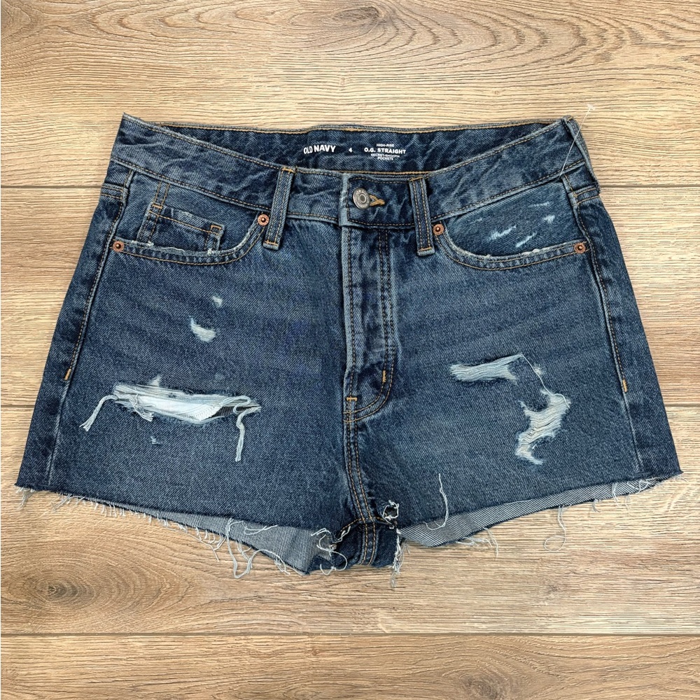 Old Navy Dark Blue High-Rise O.G. Straight Denim Shorts